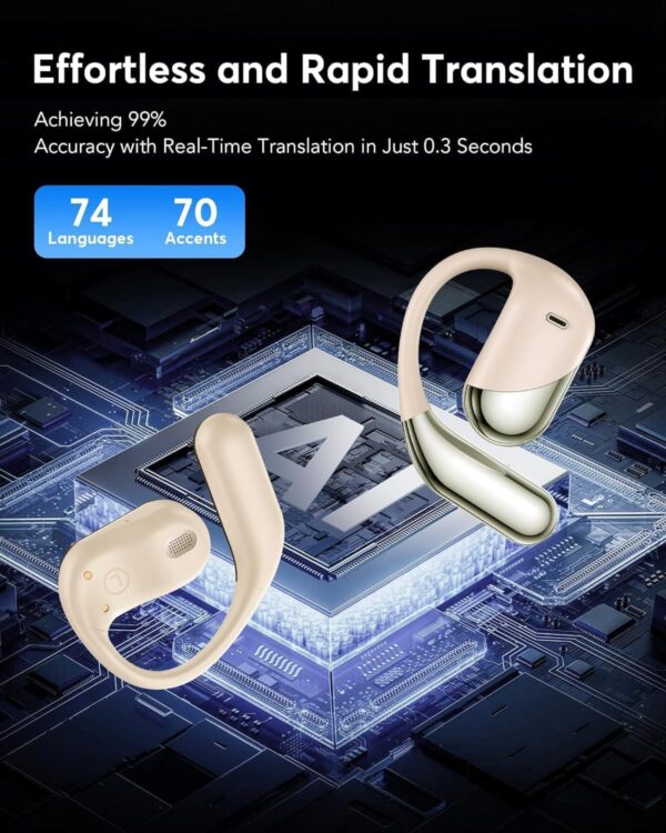 AI Translation Earbuds Real Time - Audifonos Traductores Inglés Español, 3-in-1 Translator Device, Supports 144 Languages & Accents, Open Ear Earbuds with Charging Case - Image 2
