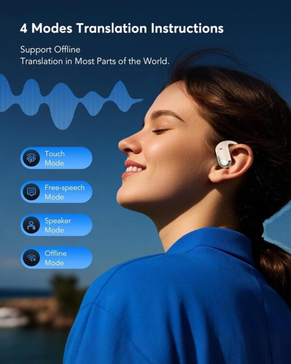 AI Translation Earbuds Real Time - Audifonos Traductores Inglés Español, 3-in-1 Translator Device, Supports 144 Languages & Accents, Open Ear Earbuds with Charging Case - Image 5