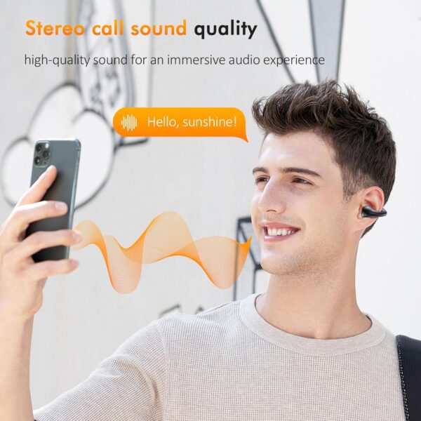 AI Translation Open Ear Clip Wireless Earbuds Bluetooth 5.3, Sports Earphones Built-in Microphone with Earhooks & Ear Hook, Wireless Charging Case & Display, Waterproof Fitness Headphones for Running - Image 6