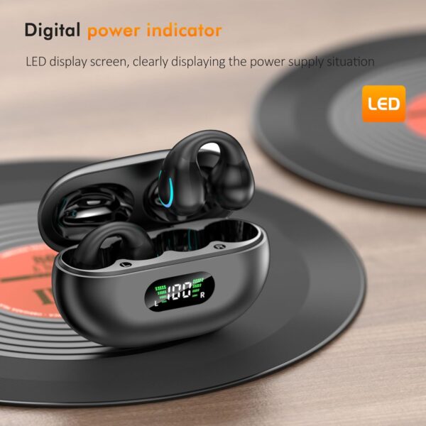 AI Translation Open Ear Clip Wireless Earbuds Bluetooth 5.3, Sports Earphones Built-in Microphone with Earhooks & Ear Hook, Wireless Charging Case & Display, Waterproof Fitness Headphones for Running - Image 8