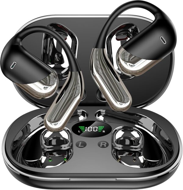 Auriculares de traducción en tiempo real con IA, auriculares de traducción 3 en 1, Compatibles con Español, Inglés, 144 idiomas y acentos, Cascos Bluetooth inalámbricos abiertos con Estuche de carga