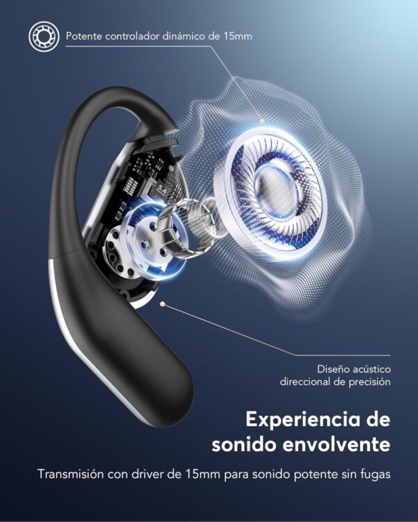 Auriculares de traducción en tiempo real con IA, auriculares de traducción 3 en 1, Compatibles con Español, Inglés, 144 idiomas y acentos, Cascos Bluetooth inalámbricos abiertos con Estuche de carga - Image 2