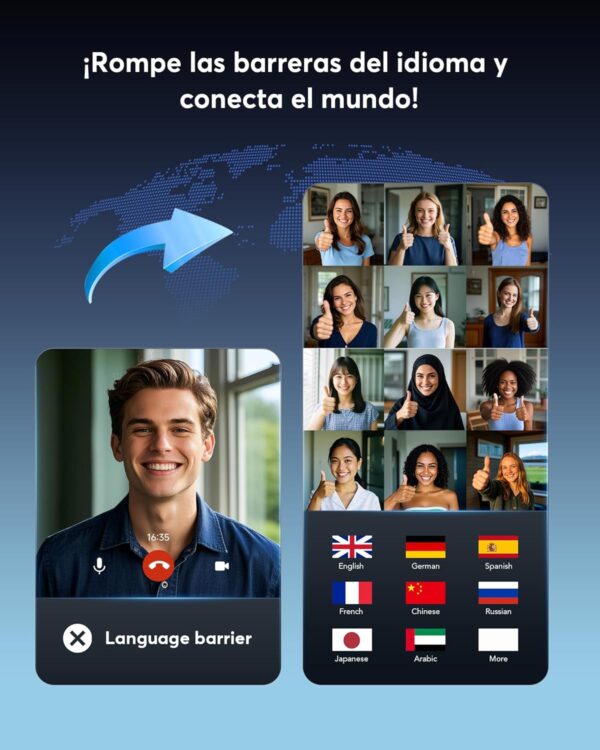 Auriculares de traducción en tiempo real con IA, auriculares de traducción 3 en 1, Compatibles con Español, Inglés, 144 idiomas y acentos, Cascos Bluetooth inalámbricos abiertos con Estuche de carga - Image 5