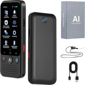 Traduttrice AI Penna, Penna Traduttrice Bluetooth 5.4 Wireless, Penna 48 Ore di Riproduzione, HiFi Stereo IP7 Impermeabili, per iOS & Android