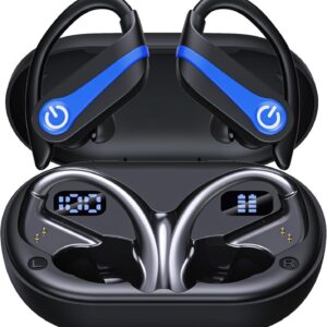 Paekole Auriculares inalámbricos Bluetooth 5.3 con 120 Horas de reproducción para Deportes, estéreo de Alta fidelidad con Pantalla LED y Estuche de Carga 63-3b
