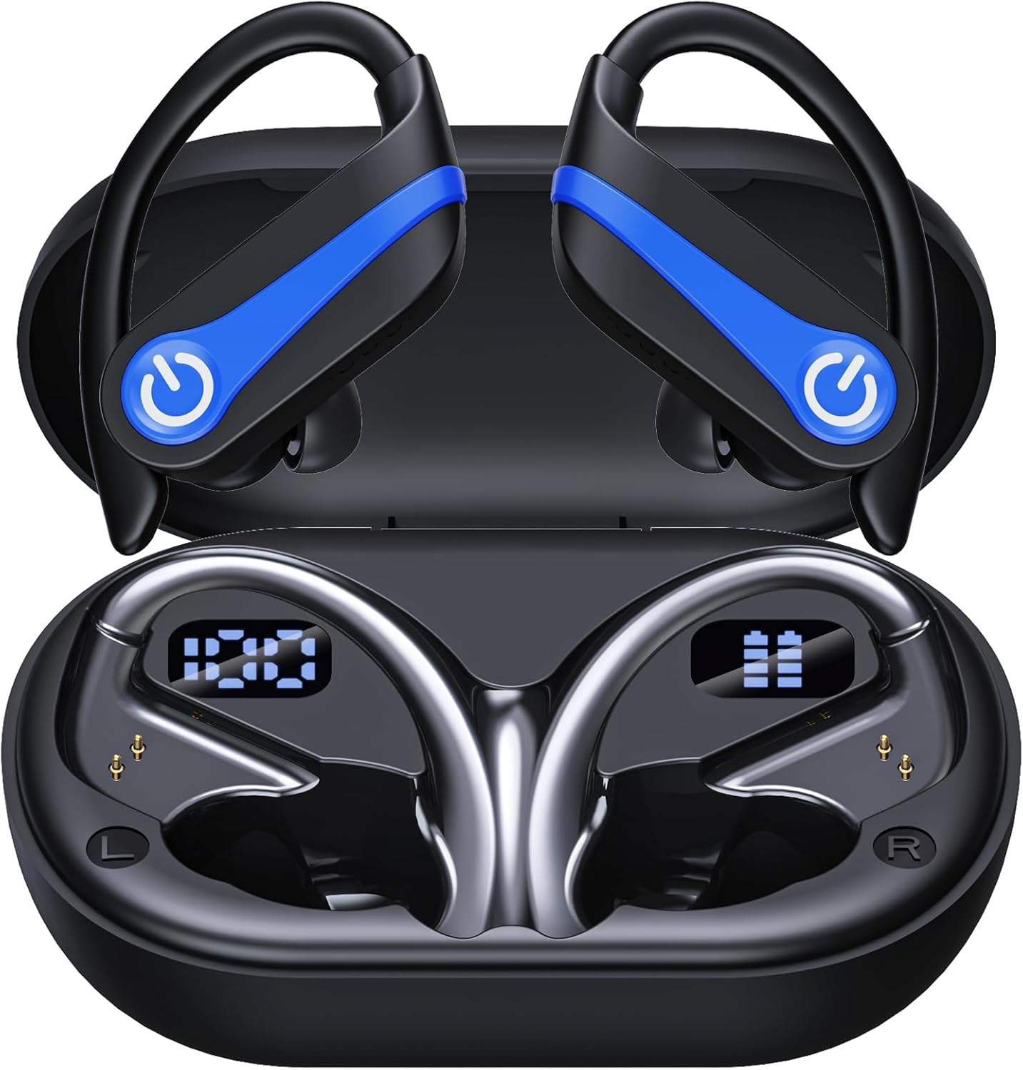 Paekole Auriculares inalámbricos Bluetooth 5.3 con 120 Horas de reproducción para Deportes, estéreo de Alta fidelidad con Pantalla LED y Estuche de Carga 63-3b