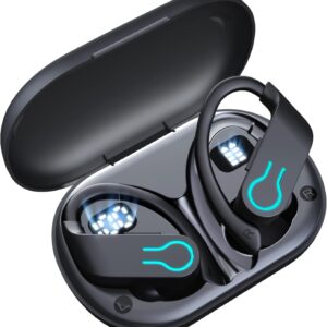 Auriculares inalámbricos Bluetooth 5.3 con 120 Horas de reproducción para Deportes, estéreo de Alta fidelidad con Pantalla LED y Estuche de Carga 63-6